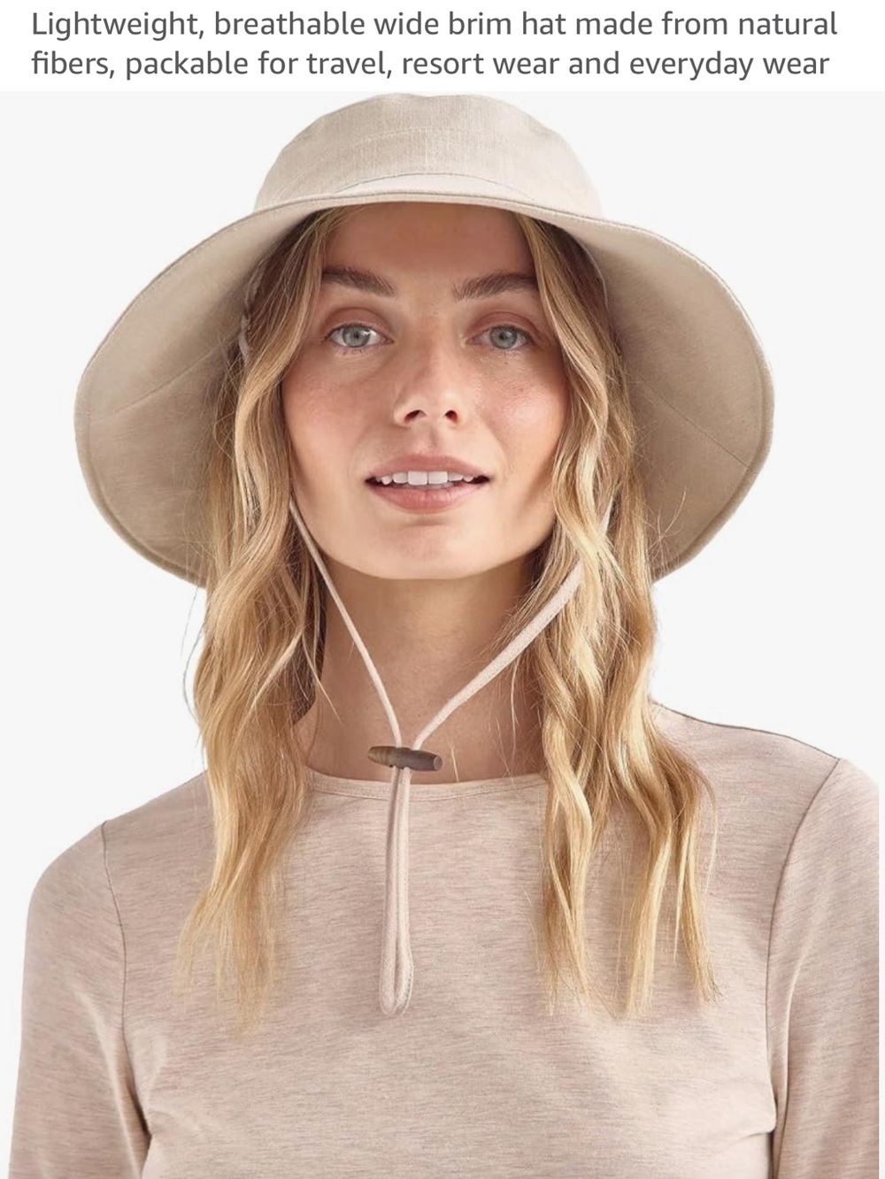 SOLBARI Lightweight Packable Wide Brim Sun Hat - Beige